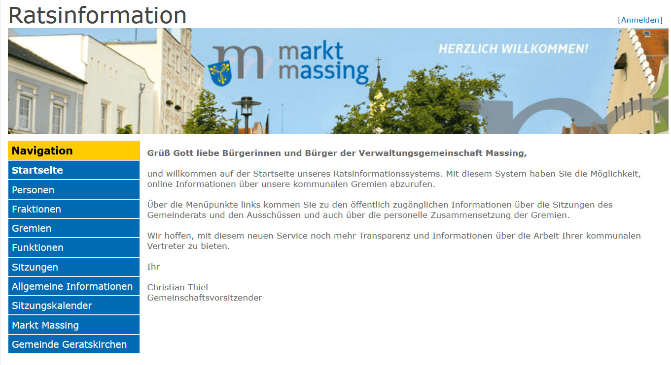 Ratsinformationssystem des Marktes Massing Ratsinformationssystem des Marktes Massing