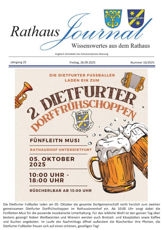 Titelseite Rathausjournal Oktober 2025